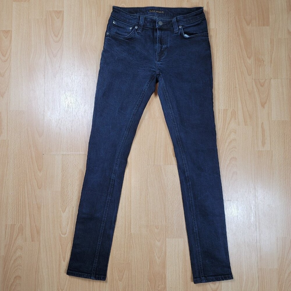 Nudie Jeans Extra Skinny Lin Men's Size 29x30 Dark Wash Organic Cotton Moto Pant